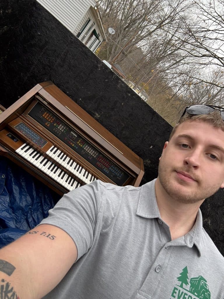 Loaded junk removal truck ready for eco-friendly disposal - Evergreen Removal