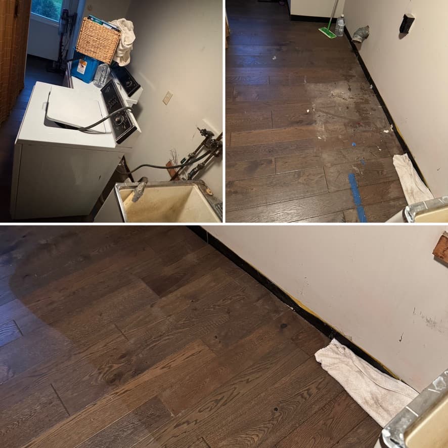 Appliances removed and floors prepped during move-out cleanout in Lake County