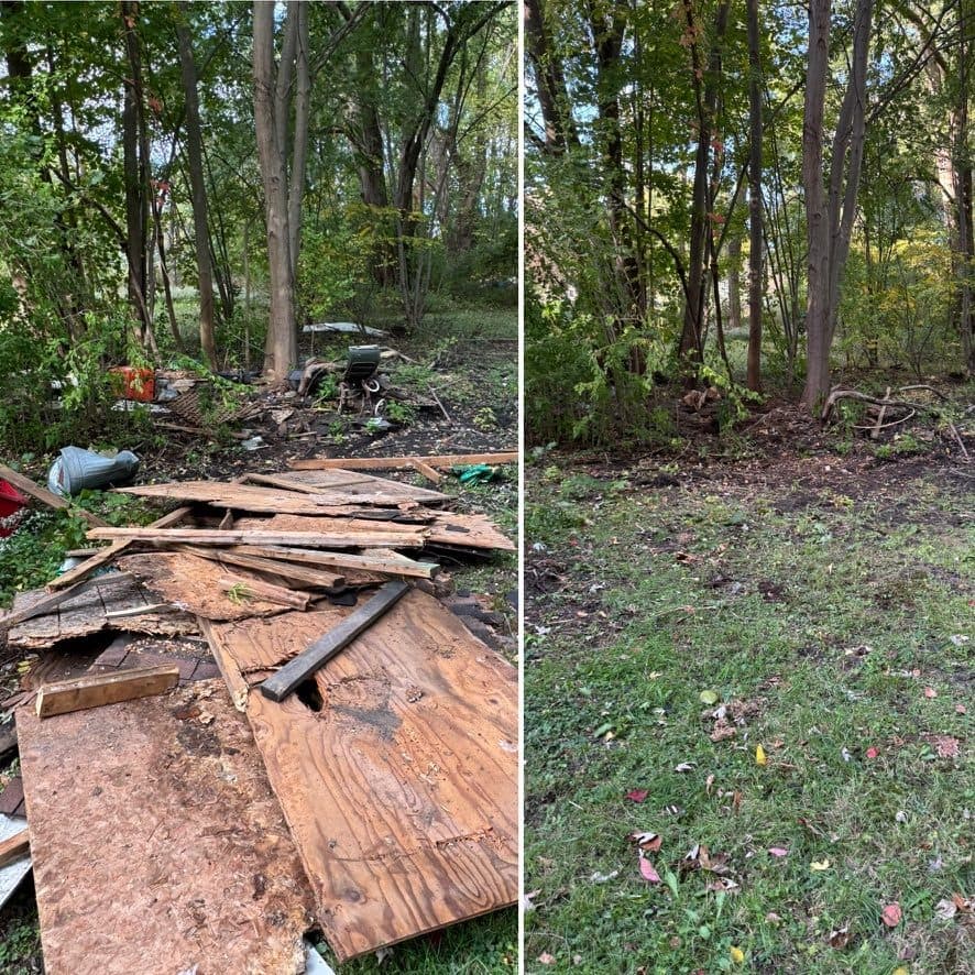 Construction debris removal - before and after