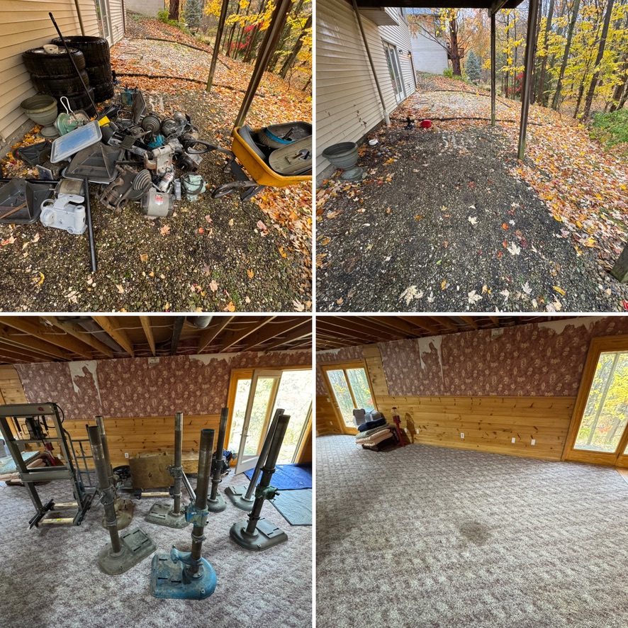 Outdoor and indoor cleanout - before and after