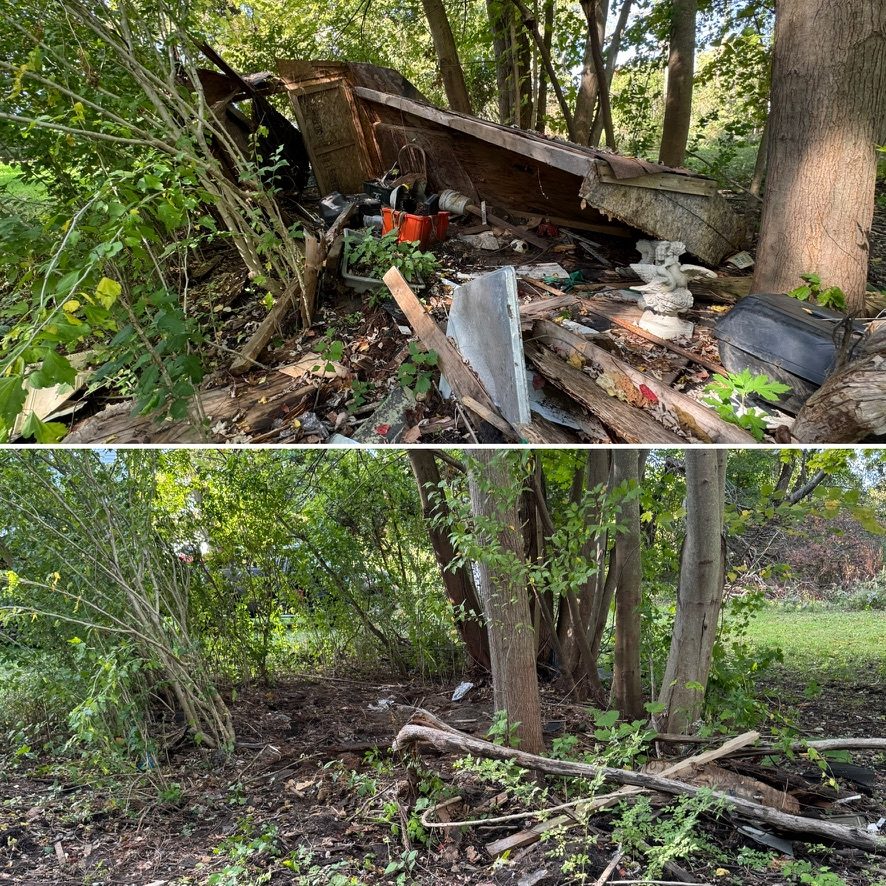 Shed demolition cleanup - before and after